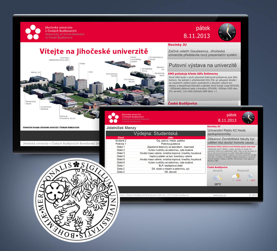 InfoPanels layout for campuse Jihočeská universita